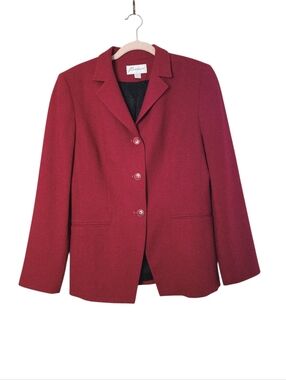 1990s Vintage Barami Red  Wool Blazer Jacket Buttons Sz 6/ small  Retro Glam